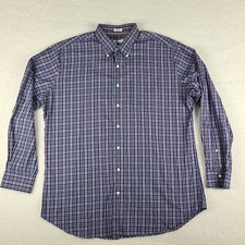 Peter Millar Dress Shirt Mens XL Blue Purple Plaid 100 Cotton Button Up