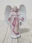 Fenton Angel Figurine Hand Painted Glass White Pink 2009 Good Fortune Collection