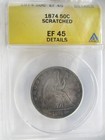 1874 Seated Half Dollar ANACS EF45 Details — photo 1