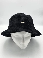 Liz Claiborne Wide Brim Fur/Fluffy Bucket Hat Black EUC Womens