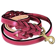 DowgClub 6ft  in Dual Handle Full Grain Leather Dog Leash Padded