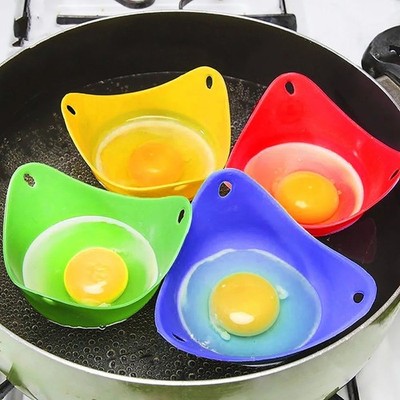 4 x Silicone Egg Poacher Cup Poaching Eggs Pod Mould Pan Poach Cooking Microwave