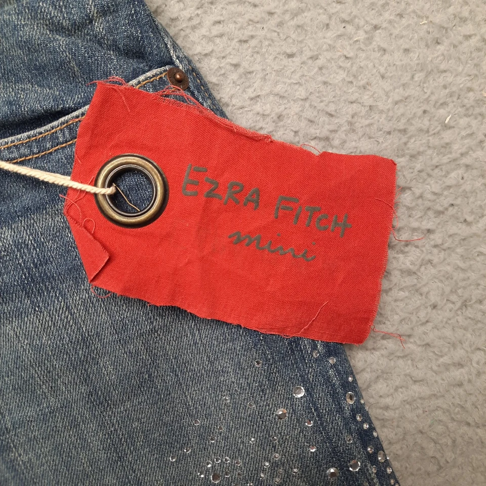 Minifalda vaquera Ezra Fitch para mujer talla 29 azul estrás deslumbrante pantalones cortos Y2K Foto 4 de 4