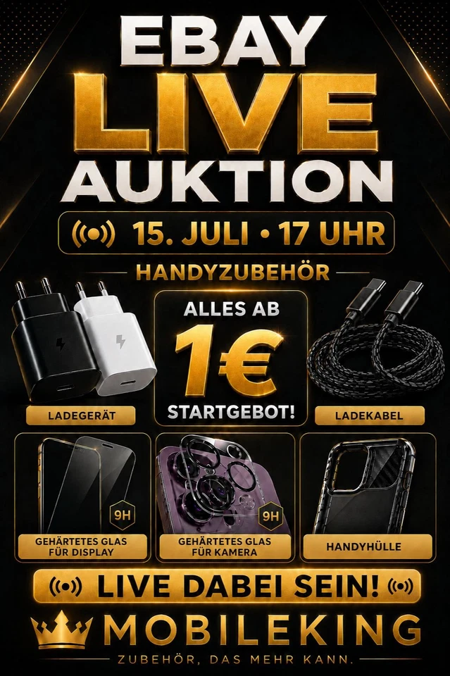 Alles ab 1€ live Auktionen: iPhone,  Samsung, Huawei, Xiaomi Handyzubehör