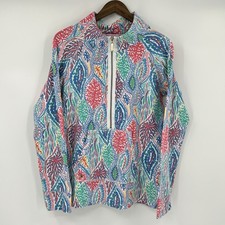 Lilly Pulitzer Womens 1/2 Zip Skipper Popover Sweatshirt Womens L Coral Preppy