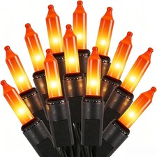 Orange Halloween Lights, 100 Count, Incandescent Mini Halloween String Lights Ou
