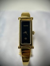 Gucci 1500L Damenuhr Gold Spangenuhr Schwarz Bangle Watch Vintage 1500 L