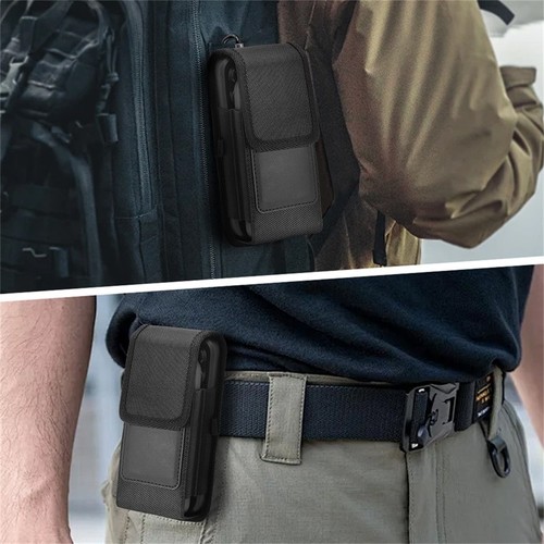 For LG G6 Black Nylon Wallet Belt Clip Holster Phone Pouch Case Pocket Cover - Picture 7 of 7