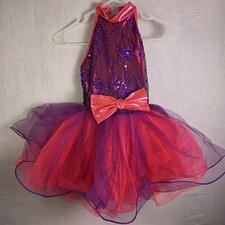 Curtain Call Dance Costume Child M Purple Pink Sequin Tutu Ballet Recital E2007
