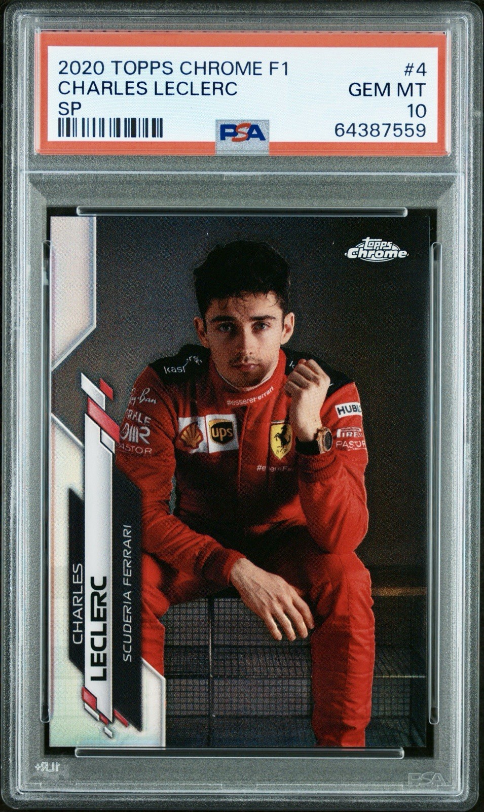 2020 Topps Chrome Formula 1 F1 4 Charles Leclerc SP IV Image Variation PSA 10 view 2