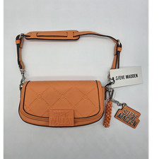 Steve Madden Orange Small Shoulder Bag Logo Silver Hardware Bag Charm Women