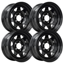 Set-4 Full Throttle Ft33 15x6 5x114.3 Gloss Black 0mm Wheels Rims 15 Inch