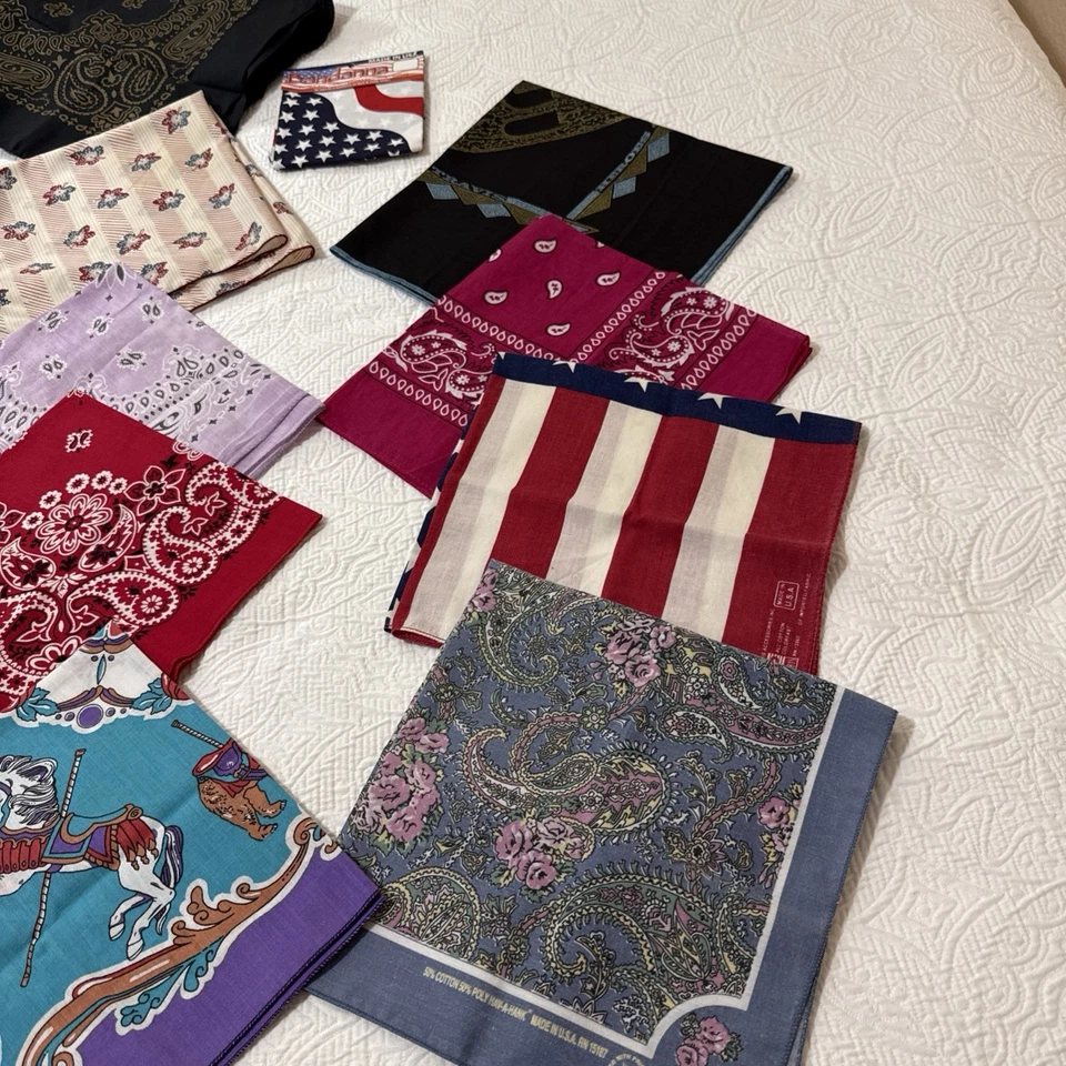 Lote de 14 Pañuelos De Colección Modernos Bandana Bandera de EE. UU. RN 14193 Mezcla de Algodón París Foto 2 de 4