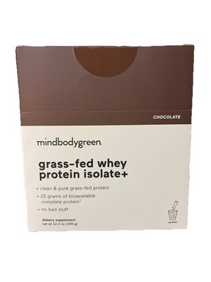 MindBodyGreen Grass-Fed Whey Protein Isolate + Chocolate Flavor 10 Packets NIB