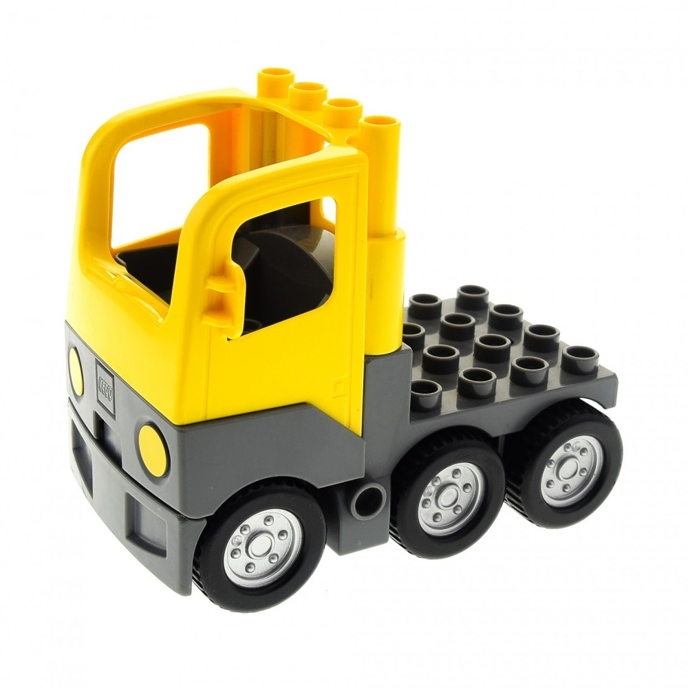 1x Lego Duplo Vehicle Truck Yellow Chassis Dark Gray Car Cabin 1326c01 48125c03