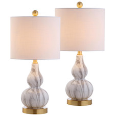 Jonathan Y 20.5 Black/White Glass Table Lamp Modern Gourd Bedside Nightstand