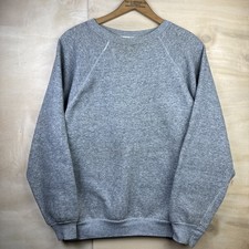 Vintage 70s Crewneck Sweatshirt Blank Gray Gusseted Raglan Boxy 21 x 27