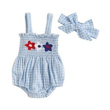 My First 4th of July Baby Girl Outfit Newborn Girl Fourth 0-3 Months Sky Blue