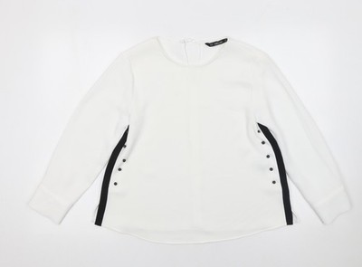 Zara Basic Damen Bluse weiß Langarm geknöpft XS