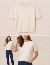 Joie Cream Fuzzy Knit Short Sleeve Sweater To...