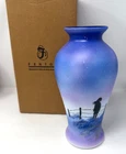 Fenton Starry Night 9.5" Vase Silhouette Girl Hand Painted 16/25 M. Kibbe Signed
