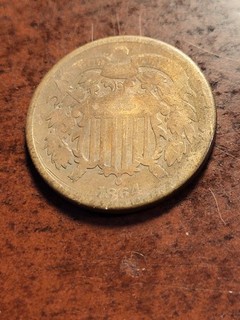 1864 Two Cent Piece odd denomination large motto Philadelphia inv05 n245