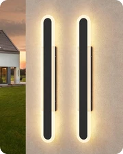 2 Pack 39.4'' LED Outdoor Wall Lights, Dimmable Modern Exterior Lighting Fixt...