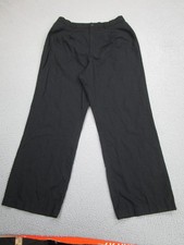 Uniqlo Pants Womens Black Linen Blend Pleated Straight Wide Leg Large Baggy loos