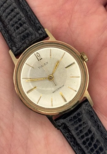 1965 Vintage Timex Men's Sprite Gold-Tone Manual Watch w/New Band - RUNS GREAT!