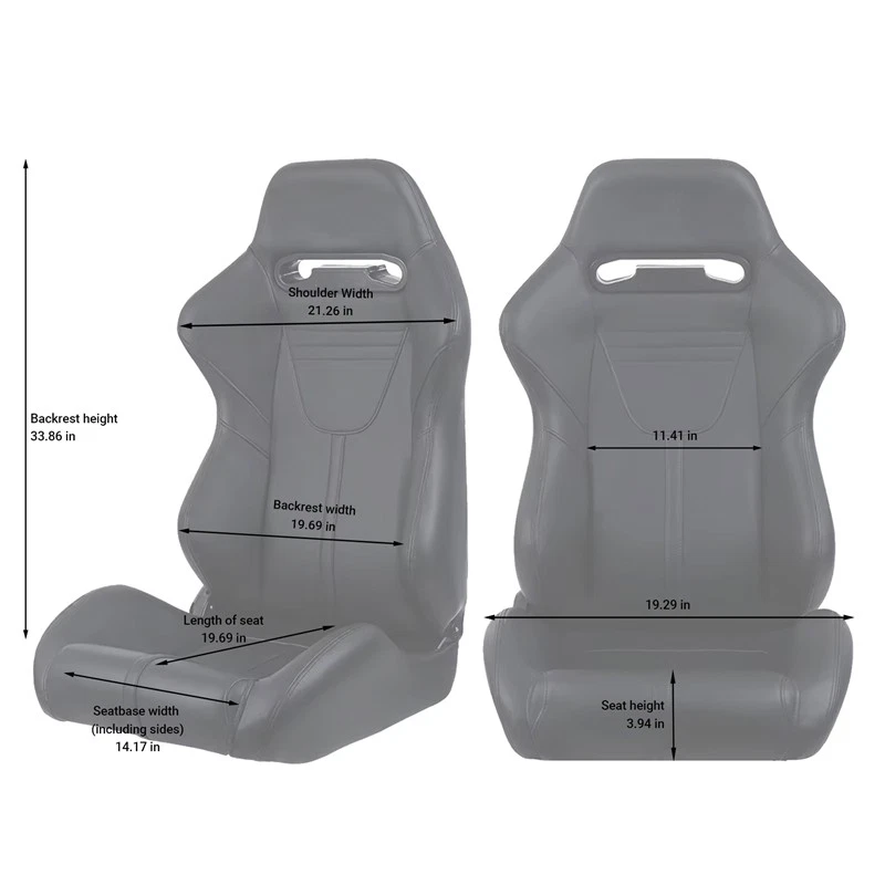 2 piezas Asientos de carreras reclinables PVC cuero carbono look para Nissan con doble deslizador Foto 2 de 4