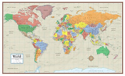 Swiftmaps World Map Contemporary Elite Wall Map Mural Poster 36x60