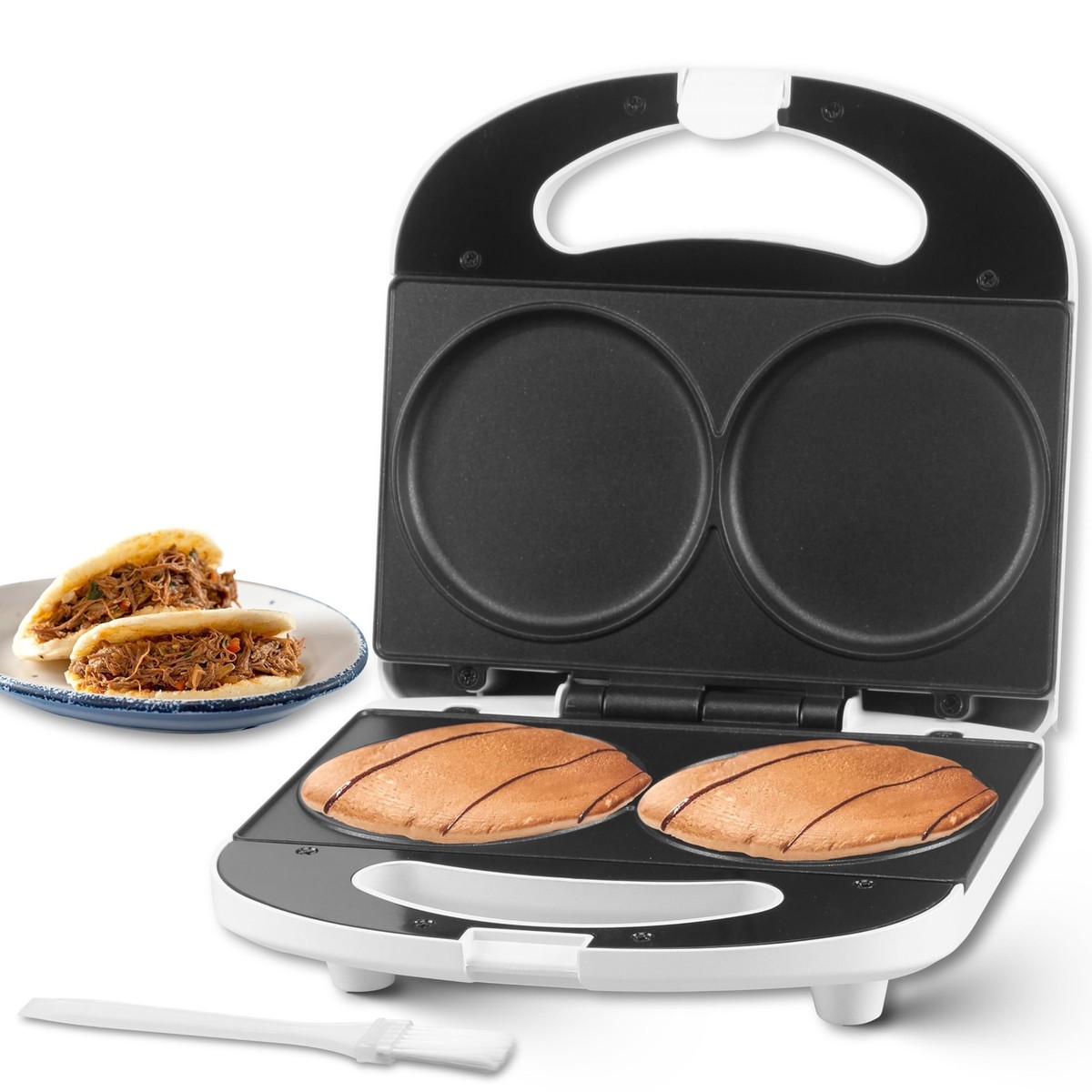 Double Mini Pancakes Maker Machine, Arepa Maker, Electric Pancake