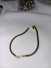 Gold Plated Herringbone Stoned Bracelet. Very Dainty And Expensive Looking. Cute