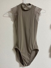Chacott Shoko Nakamura Collaboration Ballet Leotard Mocha S High Neck Lace Sleev