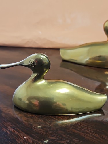 3 Vintage Brass Paperweight Ducks- 5 Inch 4 Inch And 2 Inch - Picture 13 of 21