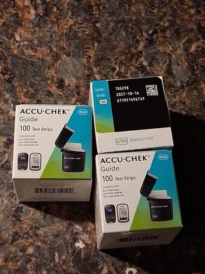 300 Accu-Chek Guide Test Strips 3 boxes of 100   Exp 10/14/27 NEW