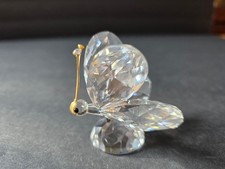 Swarovski Crystal Butterfly Figurine With Faceted Design & Gold Accents