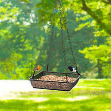 2 Pieces Metal Hanging Bird Feeder Tray, Mesh Bird Feeding Seed Tray Platform...