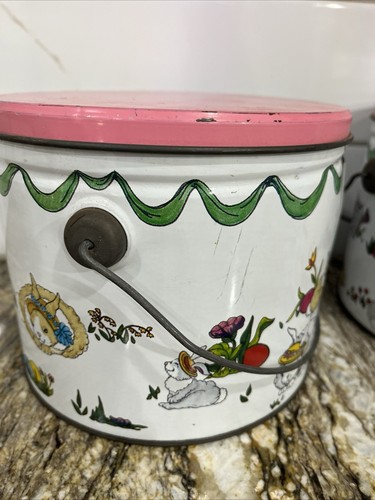 2 Vintage Easter Tin's 5 1/2" H x 7" D in GUC See 24 Pictures - Picture 5 of 24