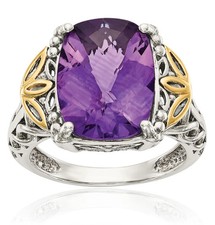 925 Sterling Silver Cushion-Cut Amethyst Ring