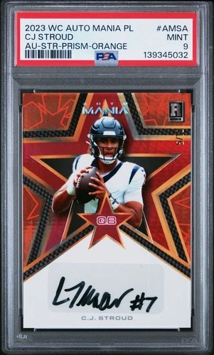 2023 Wild Card WC Mania CJ Stroud Star Prism Orange Auto /18 #AMS-A PSA 9 Mint