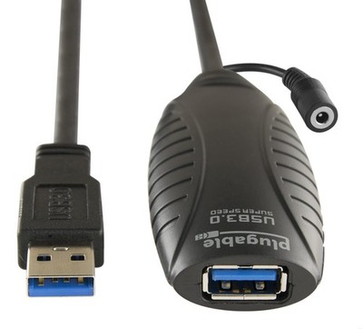 10 Meter (32 Foot) USB 3.0 Active Extension Cable with AC Power Adapter, Back...