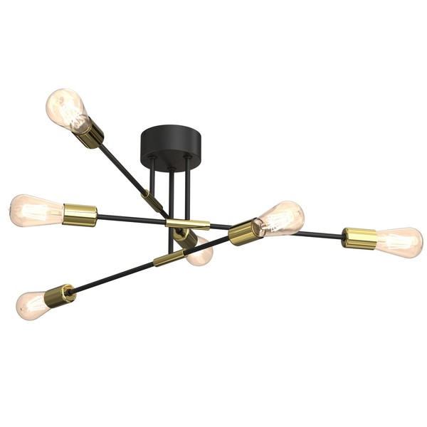 Deckenleuchte Metall E27 Schwarz Gold Vintage Deckenlampe KüChe Wohnzimmer-image