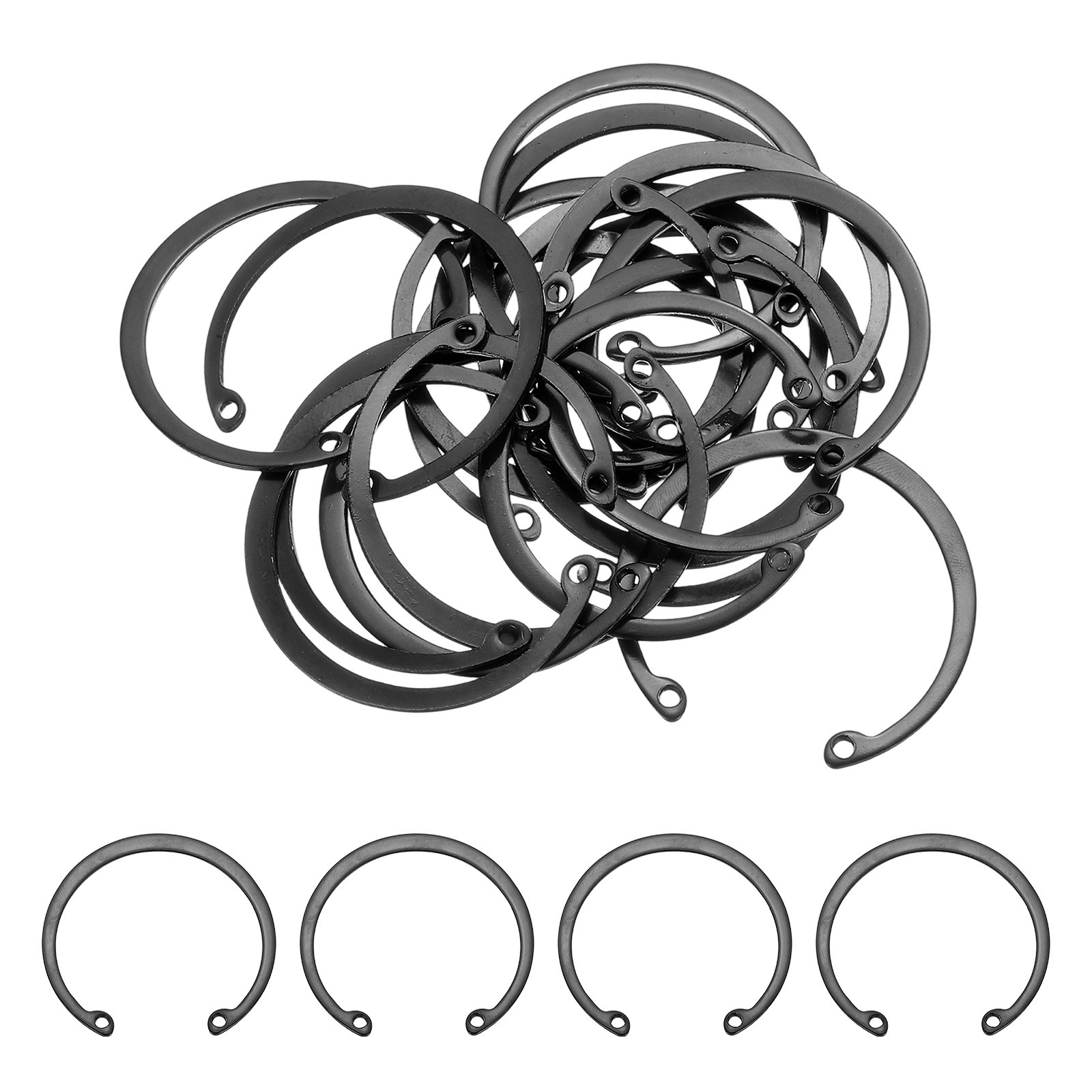 20Pcs 1-25/32"(45mm) Retaining Ring Circlip Snap Rings C-Clips Black