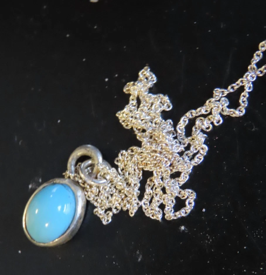 Collana con pietra preziosa turchese in argento 925 / Gioielli