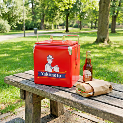 Yakimoto 14Qt Retro Steel Cooler Box Insulated Family Picnic Park Lunch Gift