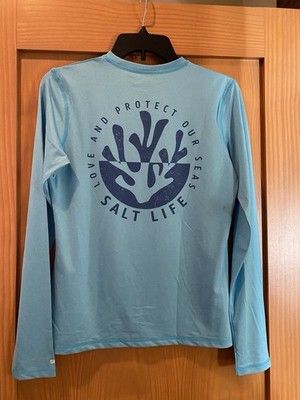 Salt Life Women s Blue Love&Protect Our Seas SLX Drifit Performance Shirt NWT S