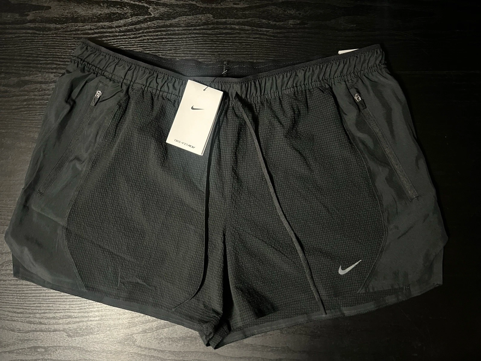 Nike Running 4' Shorts XL Mens Black Silver Dri-FIT ADV Reflective Brief Lined