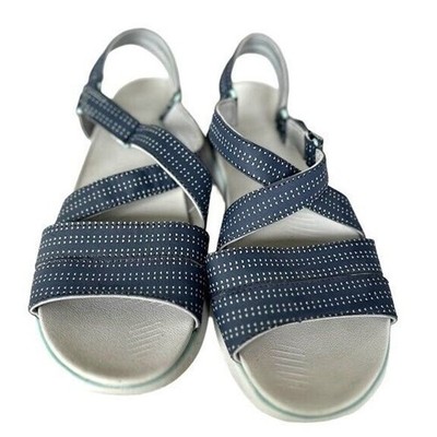 Dr Scholl's Shoes Say It Grey Strappy Sandal Size Size 9M Open Toe Flats Comfort
