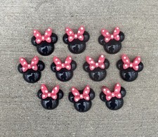 10 pc Minnie Mouse Heads Flatback Resin Caboc...